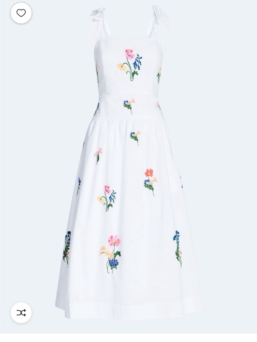 White Floral Embroidered Tie-Shoulder Maxi Dress